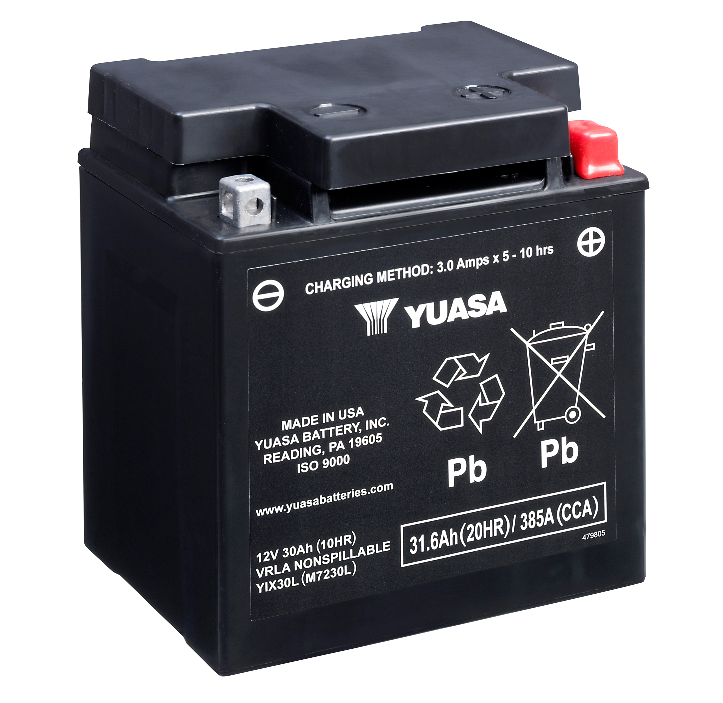 Batterie YUASA YIX30L-PW (WC) AGM / Gel 12V/30AH (10 Std.) [166x126x175] CCA=400A