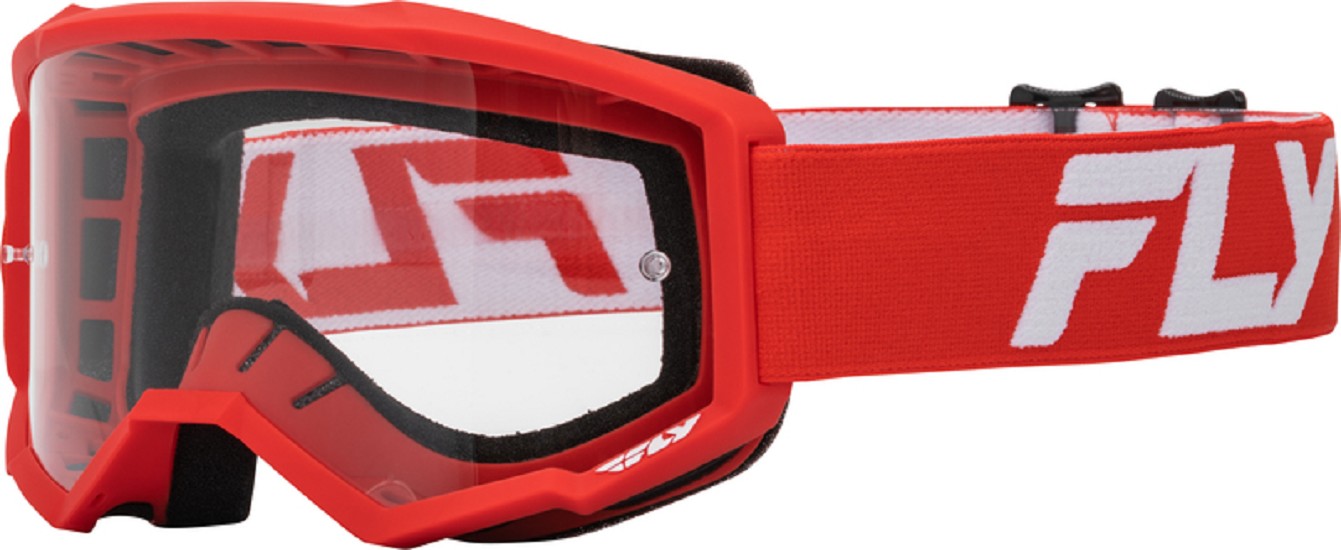 FLY RACING Focus Brille Rot/Weiß - Transparente Linse FLY RACING Focus Brille Rot/Weiß - Transparente Linse