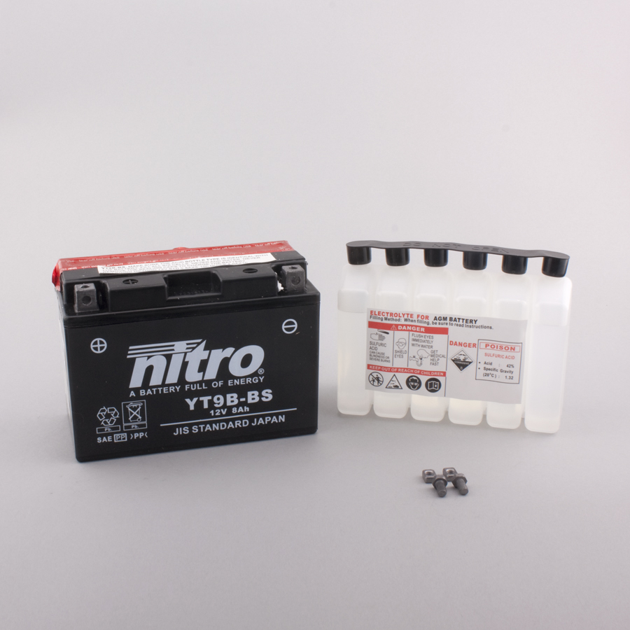 Batterie NITRO NT9B-BS (CP) mit Säurepack 12V/8Ah [150x70x105] CCA=120A