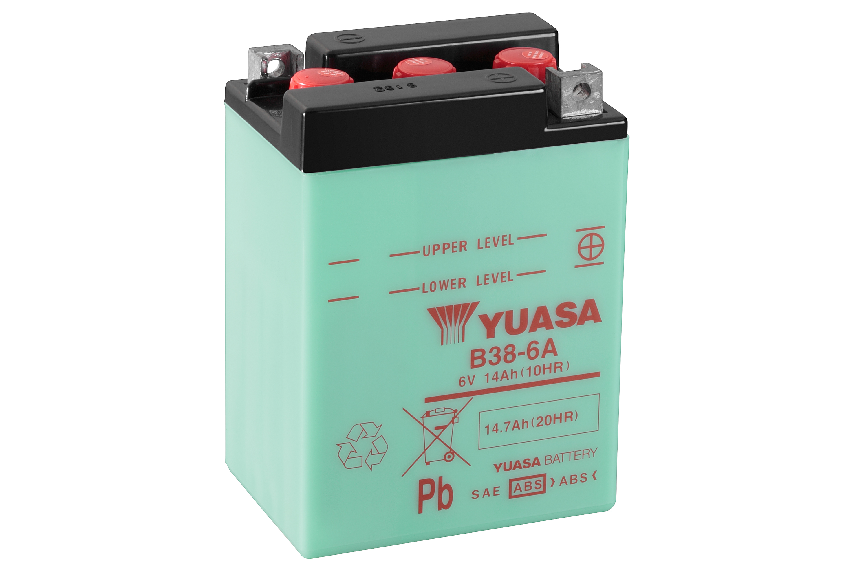 Batterie YUASA B38-6A (DC) ohne Säure / C-Ware 6V/13AH (10 Std.) [119x83x161] Säurefüllmenge 620 ml