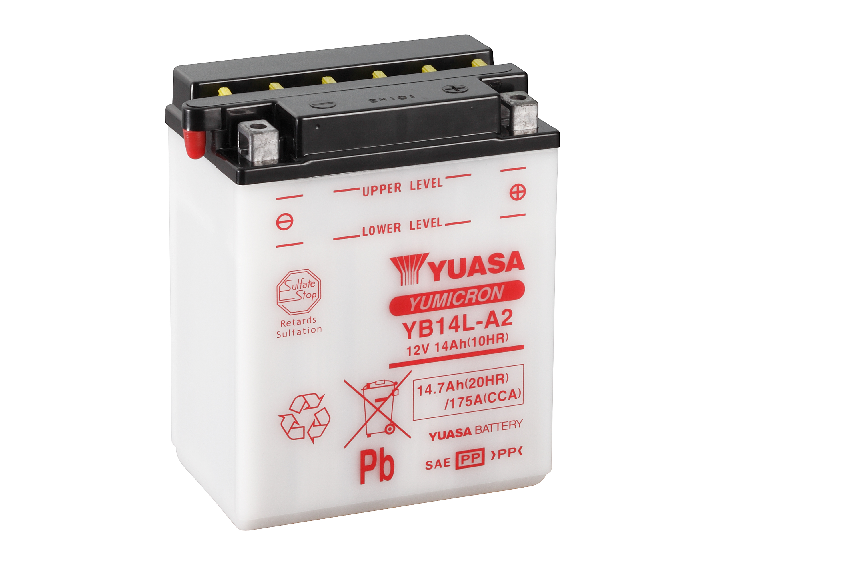 Batterie YUASA YB14L-A2 (DC) ohne Säure 12V/14AH (10 Std.) [136x91x168] CCA=175A Säurefüllmenge 900 ml