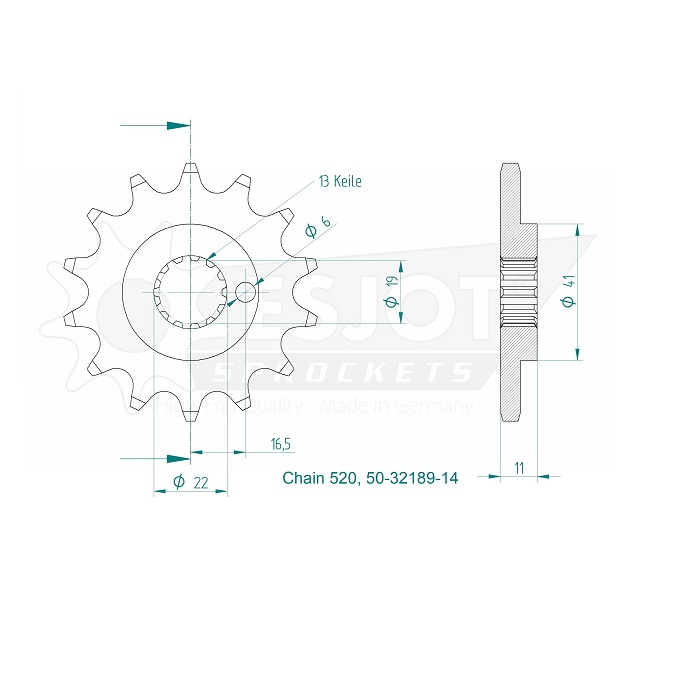 Ritzel 50-32189-14 14Z - 520 Ritzel 50-32189-14 14Z - 520