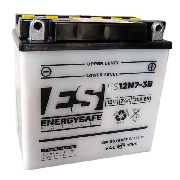 Batterie ENERGYSAFE ES12N7-3B (CP) mit Säurepack 12V/7AH (10 Std.) [135x75x133] CCA=70A (2 Jahre Garantie - s. Artikeltext)