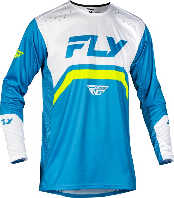 FLY RACING Rayce Jugend Fahrrad-Jersey - Blau/Weiß/Limettengrün