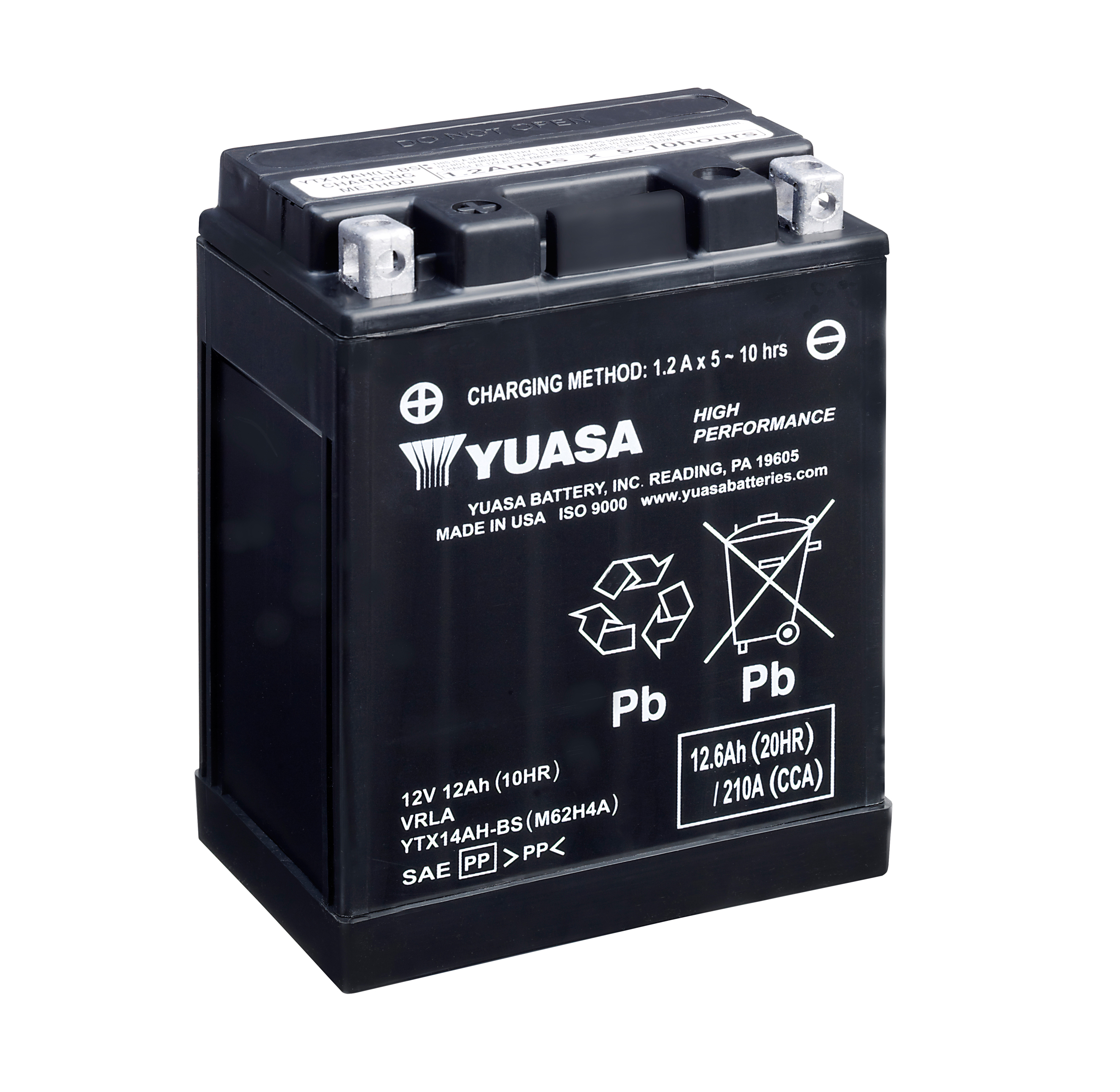 Batterie YUASA YTX14AH-BS (CP) mit Säurepack 12V/12AH (10 Std.) [134x89x166] CCA=210A