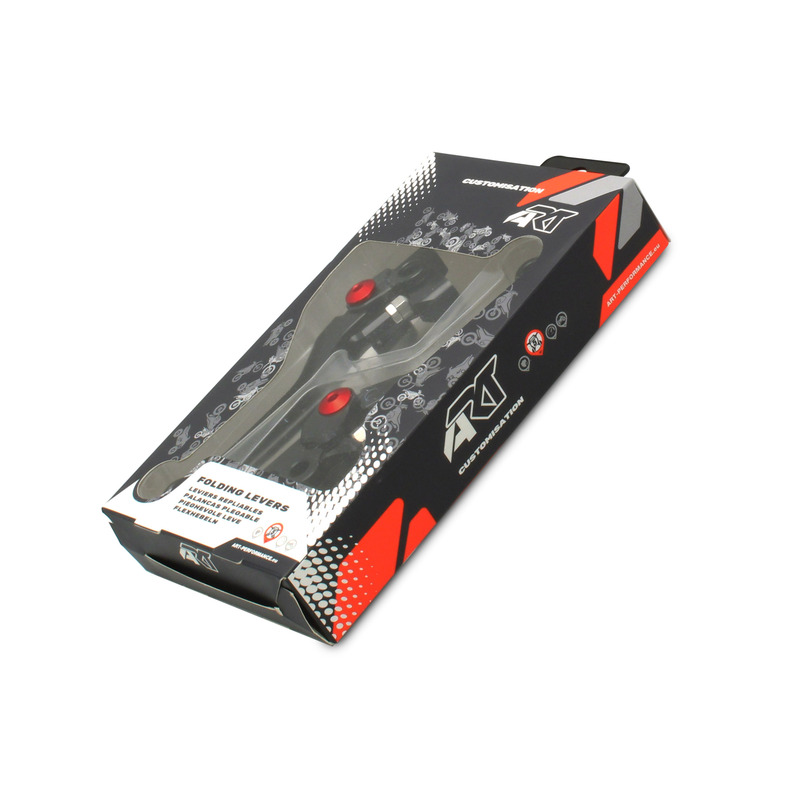 ART Klapphebel schwarz/Schrauben rot paarweise passend für Honda ART Klapphebel schwarz/Schrauben rot paarweise passend für Honda CRF250R/450R/RX