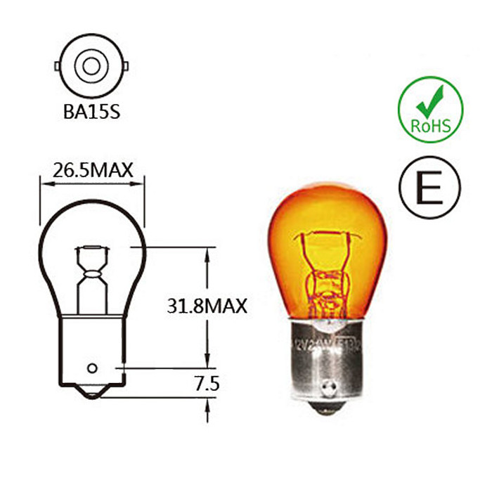 Kugellampe 12V 21W Ba15s Pin 180°