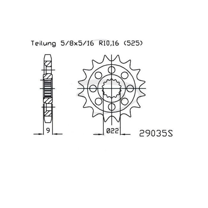 Ritzel 50-29035-16S 94900-16 16Z - 525 Ritzel 50-29035-16S 94900-16 16Z - 525