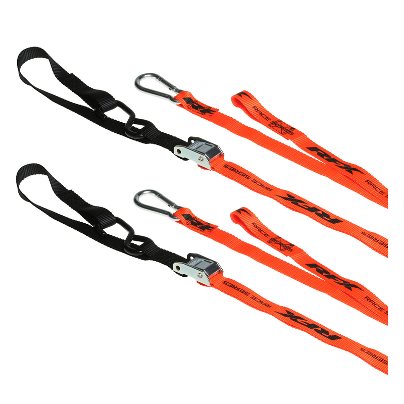RFX Race 1.0 Zurrgurte (Orange/Schwarz) mit extra Schlaufe und Karabinerhaken RFX Race 1.0 Zurrgurte (Orange/Schwarz) mit extra Schlaufe und Karabinerhaken