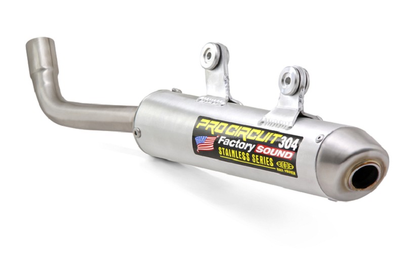 PRO CIRCUIT 304 Schalldämpfer Aluminium gebürstet/Endkappe Edelstahl passend für Kawasaki KX 125