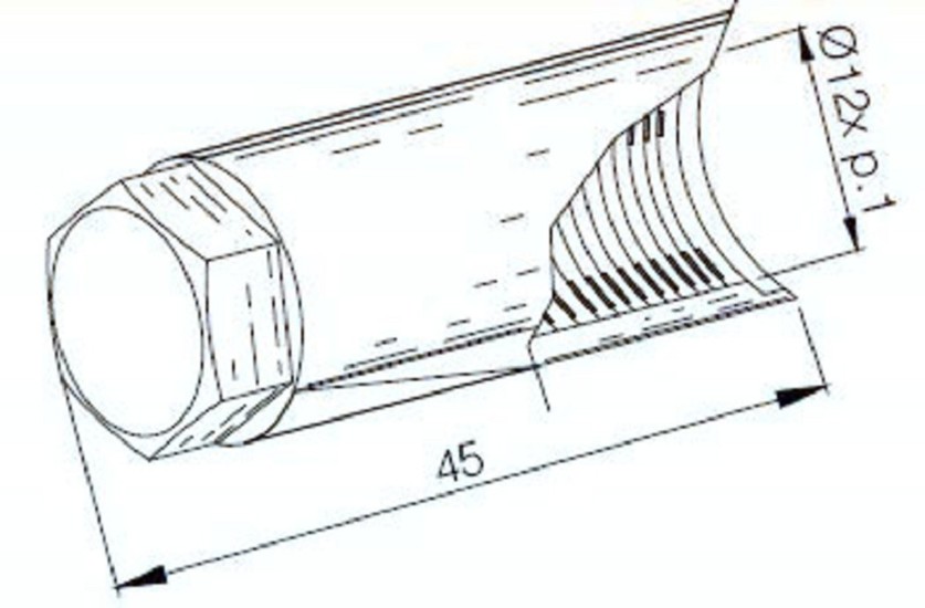 BUZZETTI Kurbelwellen-Schutzschraube für Polradabzieher M12 x 1,00 mm / L=45 mm
