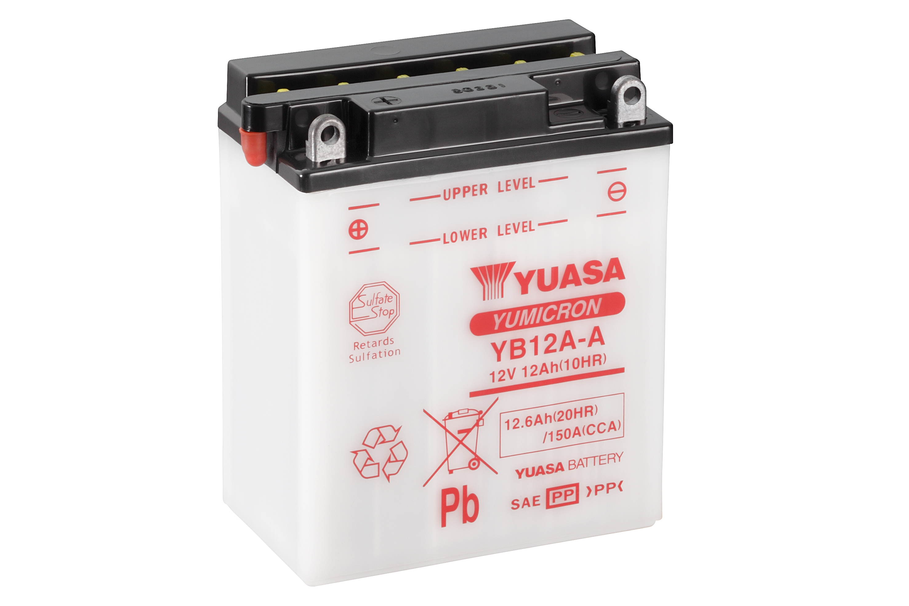 Batterie YUASA YB12A-A (DC) ohne Säure 12V/12AH (10 Std.) [134x80x160] CCA=150A Säurefüllmenge 800 ml