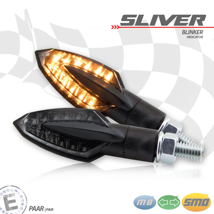 LED-Blinker SLIVER schwarz M8