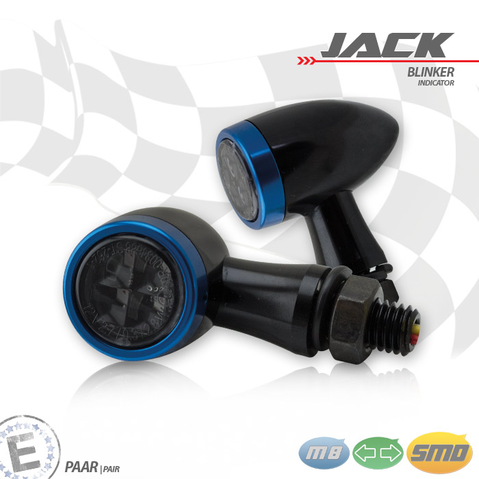 SMD-Blinkerset Jack schwarz Zierring blau