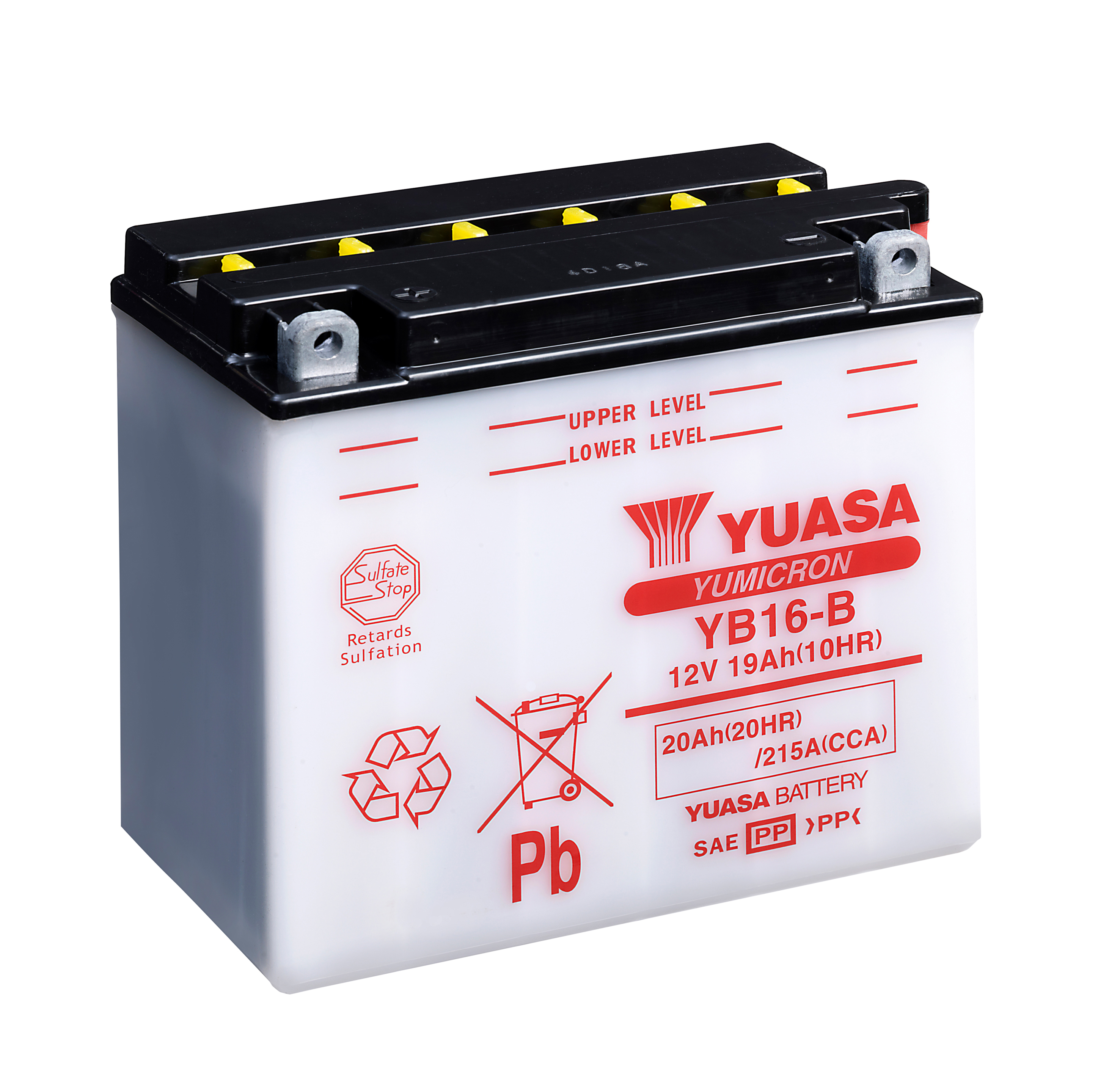 Batterie YUASA YB16-B (DC) ohne Säure / C-Ware 12V/19AH (10 Std.) [175x100x155] CCA=215A Säurefüllmenge 1200 ml