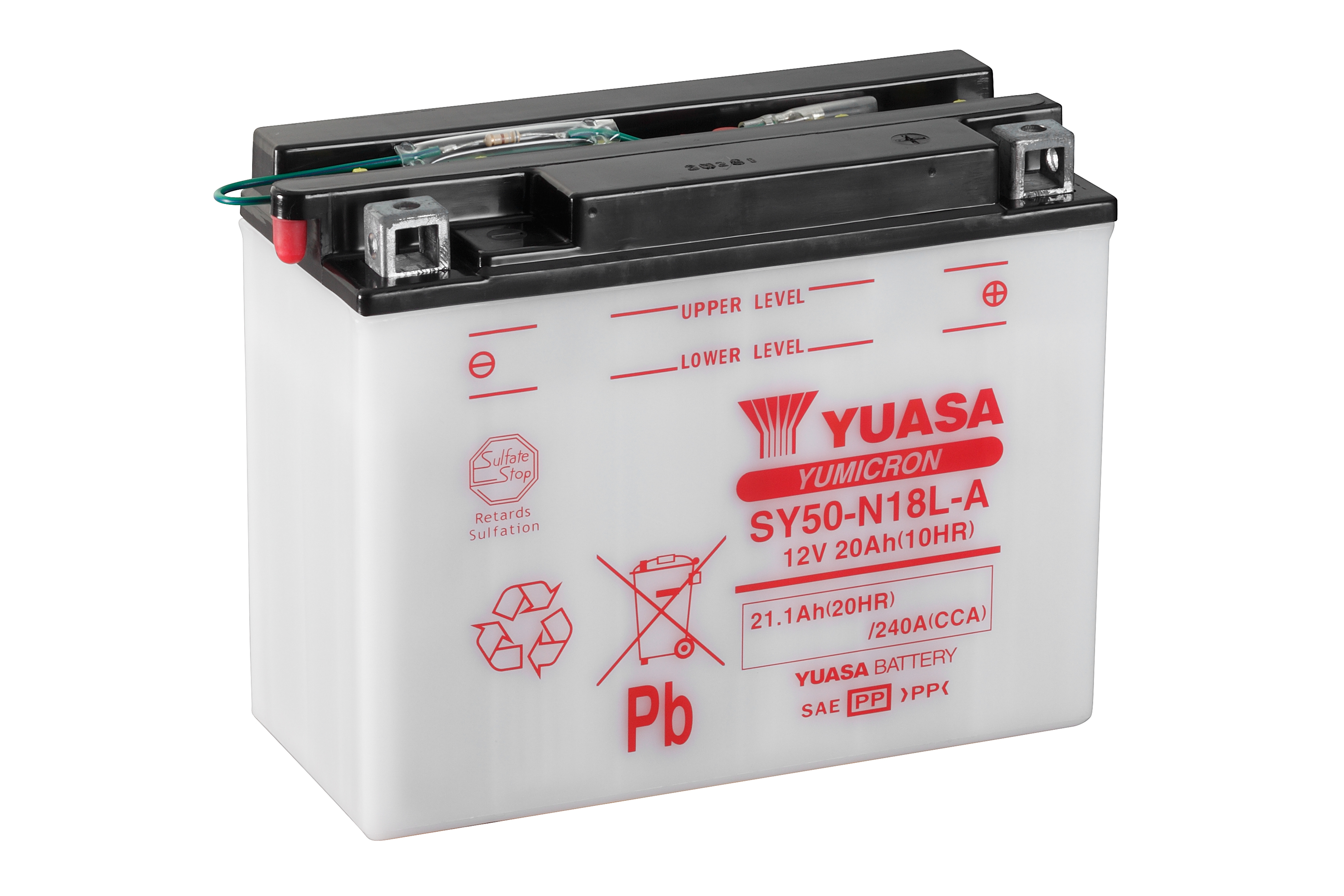 Batterie YUASA SY50-N18L-AT (DC) ohne Säure 12V/20AH (10 Std.) [205x90x162] CCA=240A Säurefüllmenge 1400 ml
