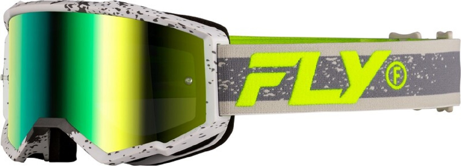 FLY RACING Brille Zone Dunkelgrau/Hi-Vis - Grün verspiegelte Gläser (irisierend)