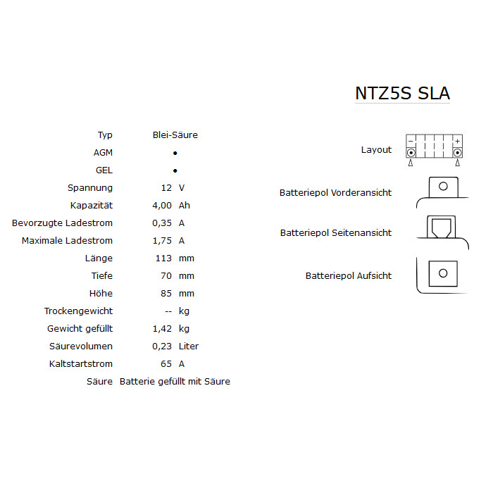 Batterie Nitro YTZ5S 4AH GEL