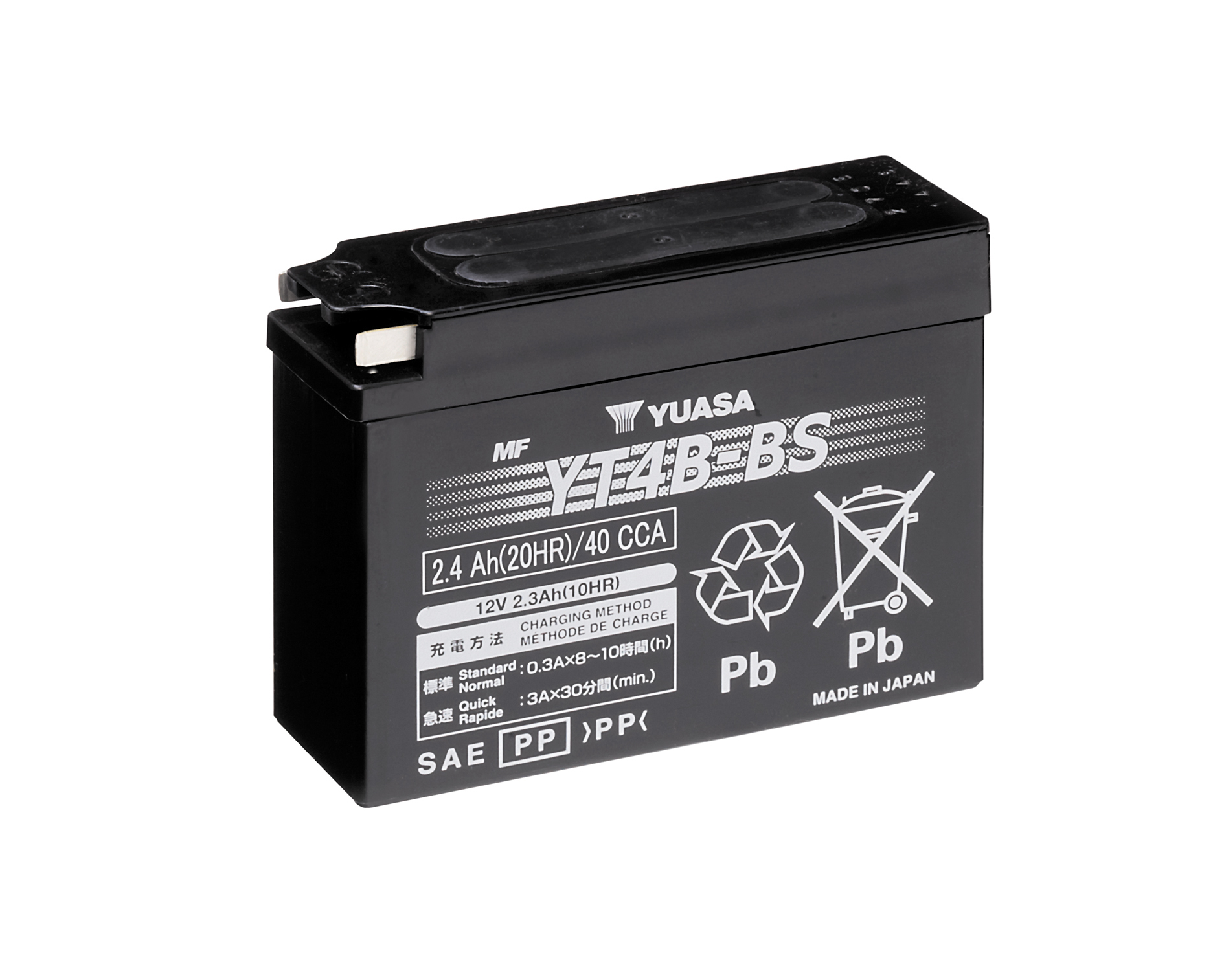 Batterie YUASA YT4B-BS (CP) mit Säurepack 12V/2,3AH (10 Std.) [114x39x86,5] CCA=40A