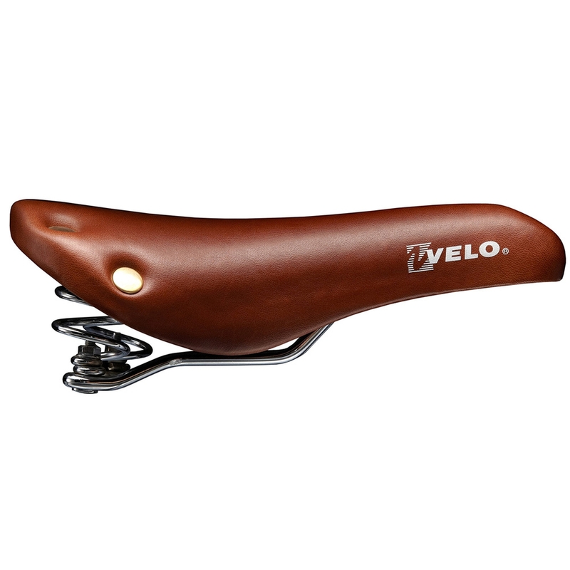 VELO Bicycle Saddle w/spring brown leather+rivet VELO Bicycle Saddle w/spring brown leather+rivet