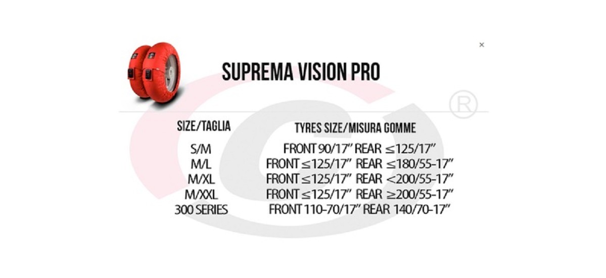 CAPIT Suprema Vision Reifenwärmer S/M - (Vorne 90/17 / Hinten =125/17)