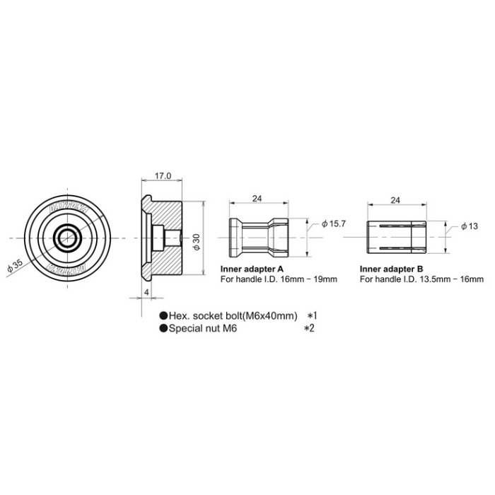 Lenkergewichte D-MIRROR schwarz Alu M6