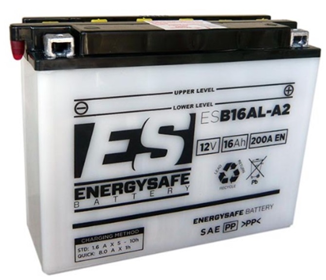 Batterie ENERGYSAFE ESB16AL-A2 (CP) mit Säurepack 12V/16AH (10 Std.) [207x72x164] CCA=200A (2 Jahre Garantie - s. Artikeltext)
