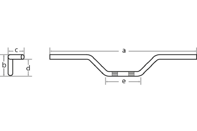 FEHLING Lenker flach, breit, sehr stark gekröpft, 1 Zoll, 105 cm, chrom, mit Kerbe, HD 82- FEHLING Lenker - Superbike, 810 mm breit, 1 Zoll, schwarz