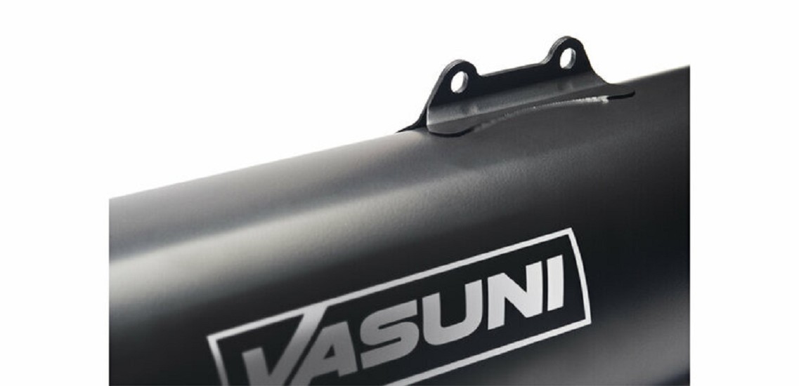 YASUNI Scooter 4 Black Edition Kommplettanlage Edelstahl Schwarz/Kohle Endkappe passend für Honda Forza 300
