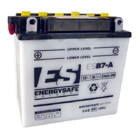 Batterie ENERGYSAFE ESB7-A (CP) mit Säurepack 12V/8AH (10 Std.) [133x75x133] CCA=110A (2 Jahre Garantie - s. Artikeltext)