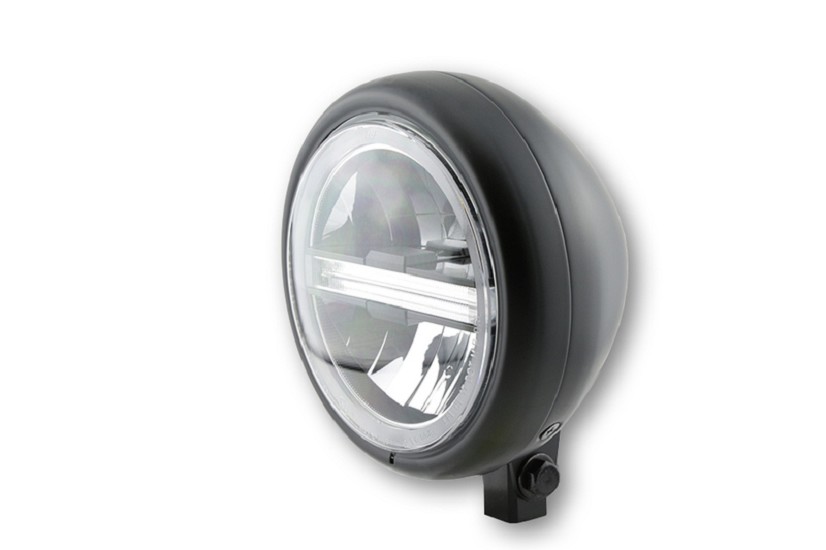 HIGHSIDER pro 5 3/4 Zoll LED-Scheinwerfer PECOS TYPE 6, mattschwarz, mit TFL, Befestigung unten