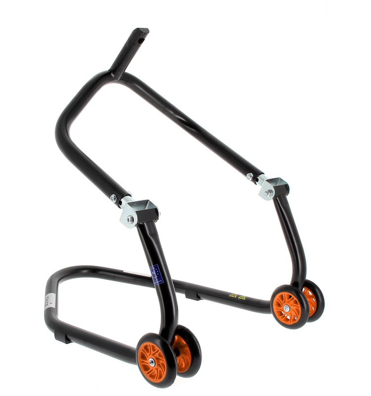 BIHR Home Track Montageständer vorne unter Gabelbrücke mattschwarz Räder orangefarben