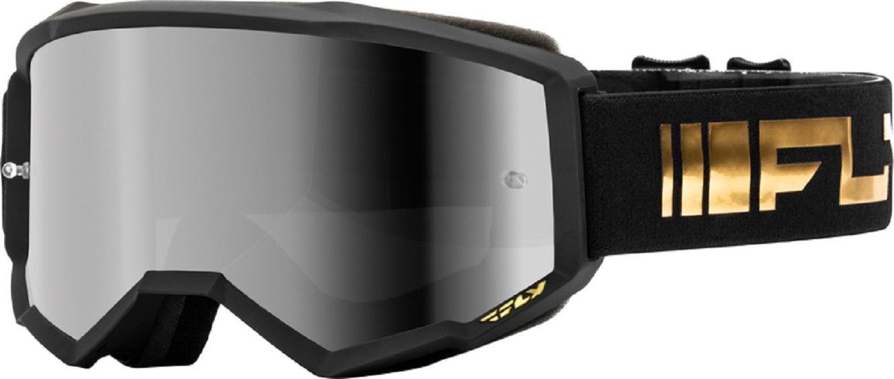 FLY RACING Zone Brille Schwarz/Gold - Silver/Rauchgraue Linse