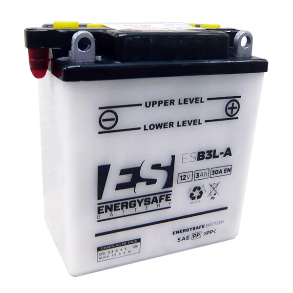 Batterie ENERGYSAFE ESB3L-A (CP) mit Säurepack 12V/3AH (10 Std.) [99x57x111] CCA=30A (2 Jahre Garantie - s. Artikeltext)