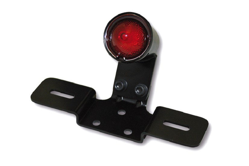 SHIN YO LED-Rücklicht Old School TYP3, Schwarz, Rotes Glas, mit Nr.-Schildhalter