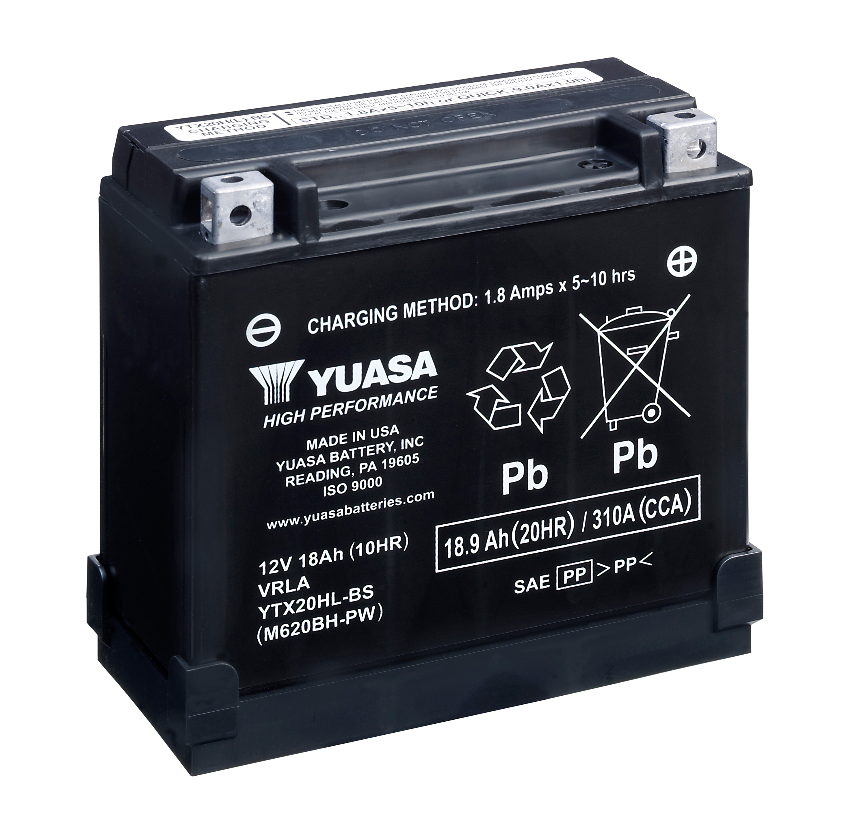 Batterie YUASA YTX20HL-BS (CP) mit Säurepack 12V/18AH (10 Std.) [175x87x155] CCA=310A