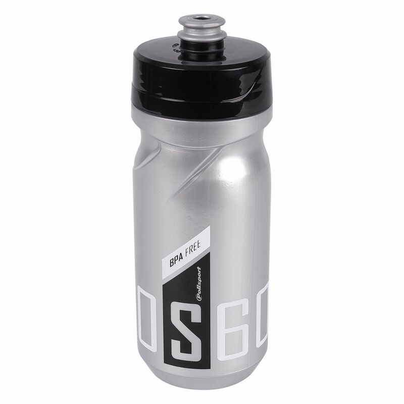 POLISPORT Water Bottle S600 Silver/Black/White Screw-On Cap 600ml