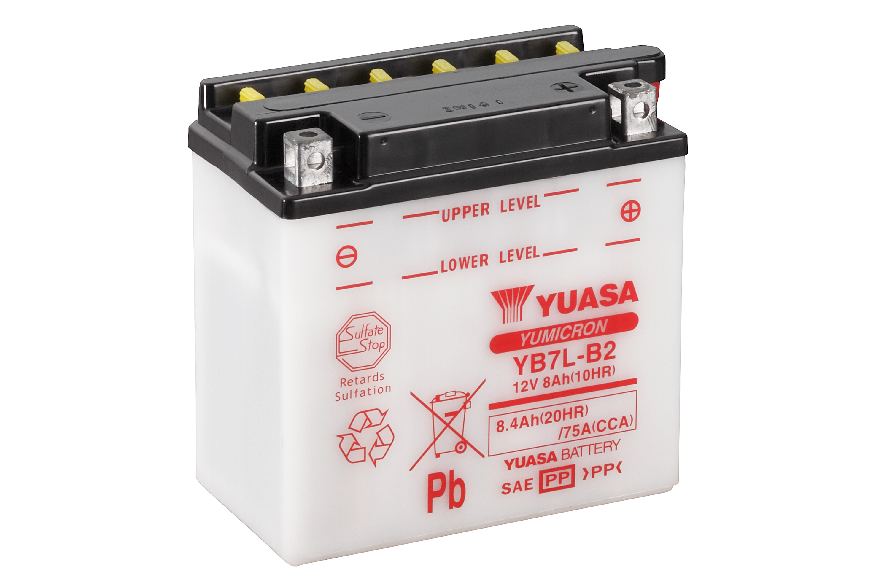Batterie YUASA YB7L-B2 (DC) ohne Säure 12V/8AH (10 Std.) [135x75x133] CCA=75A Säurefüllmenge 600 ml