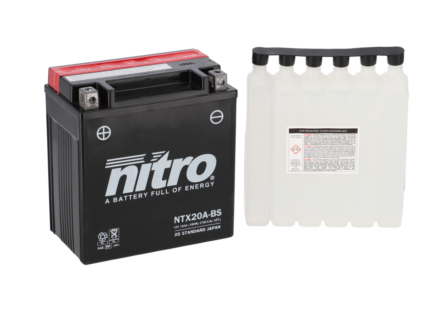 Batterie NITRO NTX20A-BS (CP) mit Säurepack 12V/18Ah [150x87x161] CCA=270A