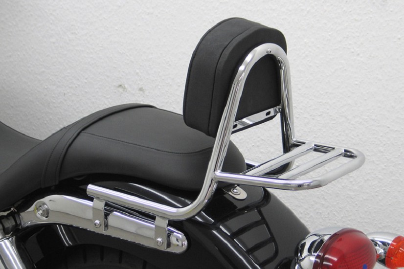 FEHLING Sissy Bar aus Rohr mit Kissen und Gepäckträger, Kompatibel mit TRIUMPH passend für Speedmaster 2008-