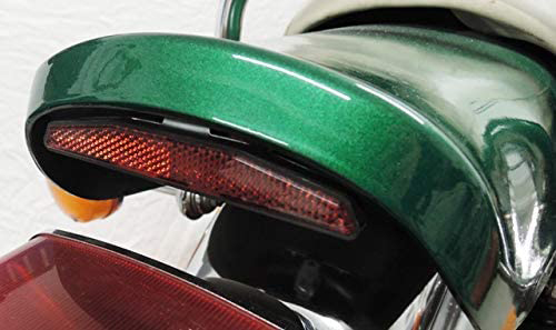 Rückstrahler mit gebogenem Halter, Universal Katzenauge Reflektor + E-Zeichen Chopper, Bobber, Harley, Motorrad