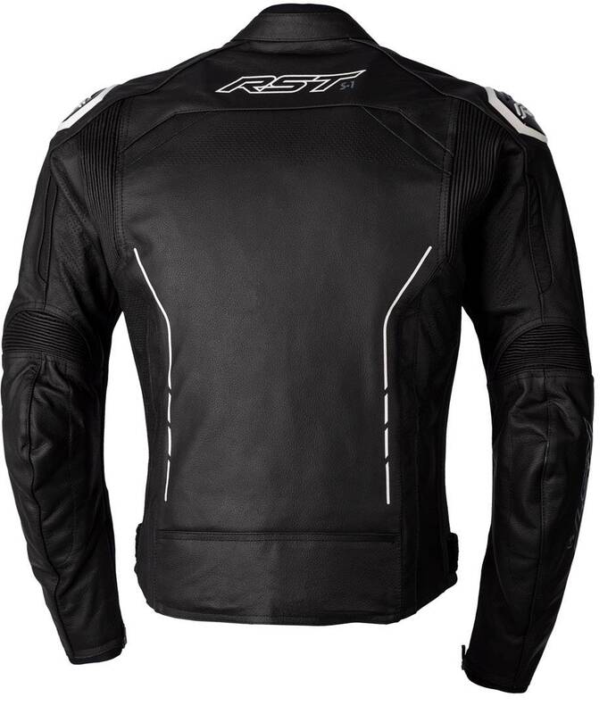 RST S1 CE Lederjacke - Schwarz/Schwarz/Weiß Größe L