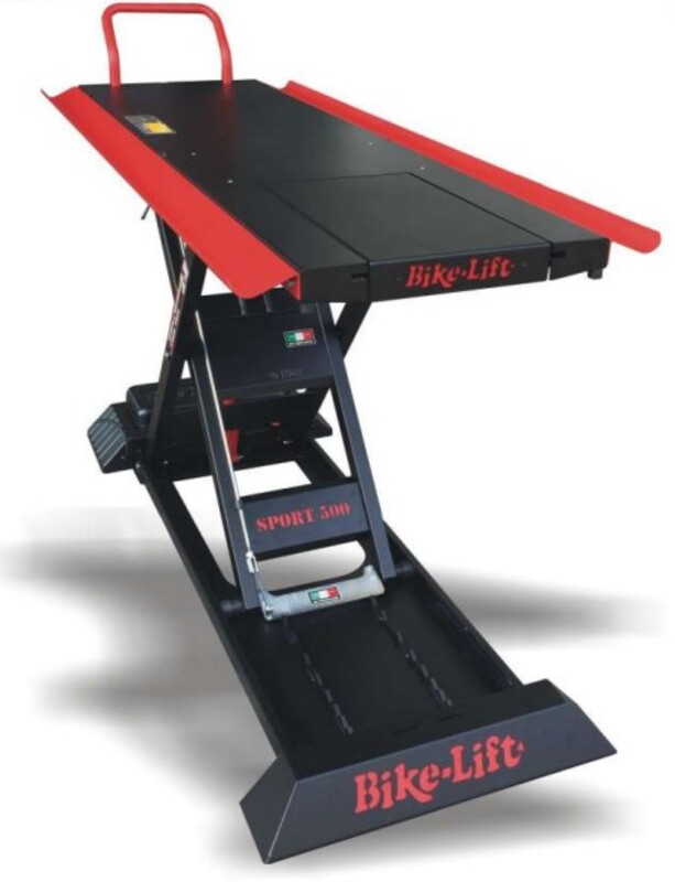BIKE-LIFT SPORT500 Hubtisch Fusspumpe/Holzkasten/verschiebbare hintere Klappe - SG-001 500/17 BIKE-LIFT SPORT500 Hubtisch Fusspumpe/Holzkasten/verschiebbare hintere Klappe - SG-001 500/17