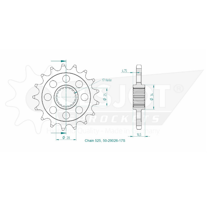 Ritzel 50-29050-16S 16Z - 525