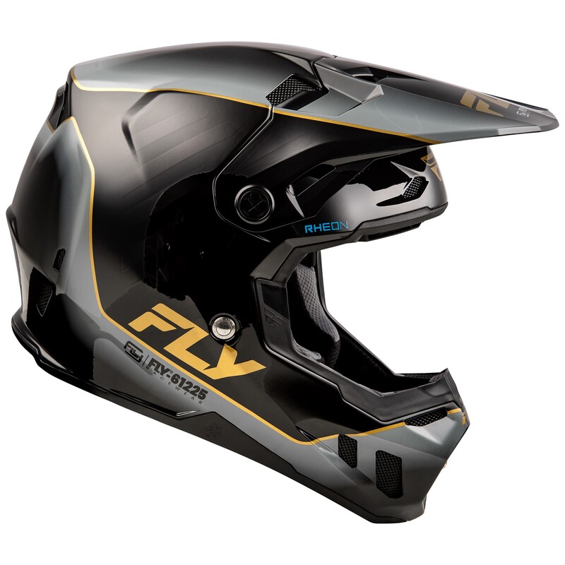 FLY RACING Formula CC L.E. Underglow Helm - Schwarz/Grau/Gold