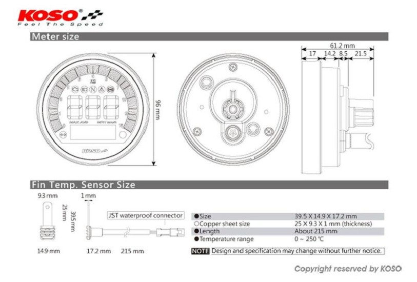 KOSO DL-04 Drehzahlmesser/Tachometer - passend für BMW R Nine T