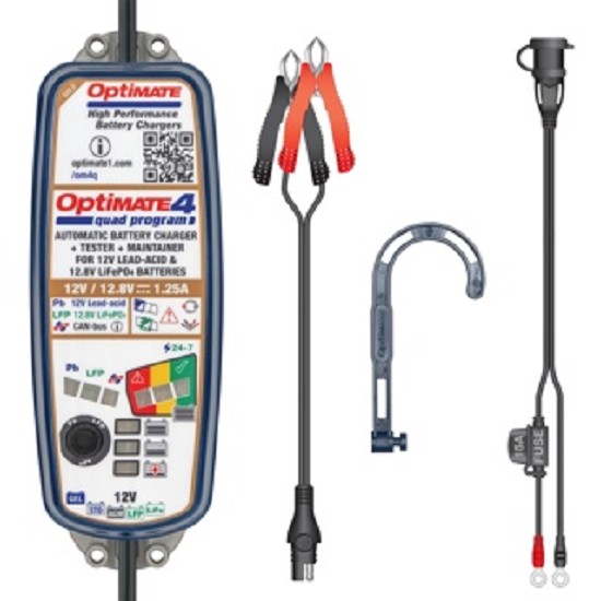 Batterieladegerät OptiMATE 4 Quad Program CAN-bus 9-stufig, 12V/12,8V 1,25A STD/AGM/Gel/Lithium Batterieladegerät OptiMATE 4 Quad Program CAN-bus 9-stufig, 12V/12,8V 1,25A STD/AGM/Gel/Lithium (inklusive Kabel O19)