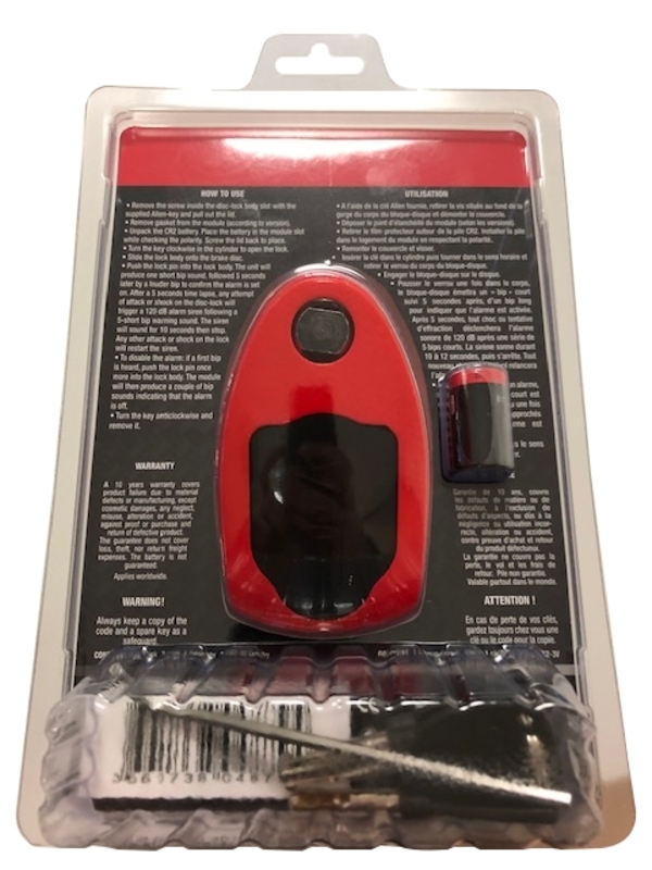 VECTOR Alarm Bremsscheiben Schloss SRA - Red x10