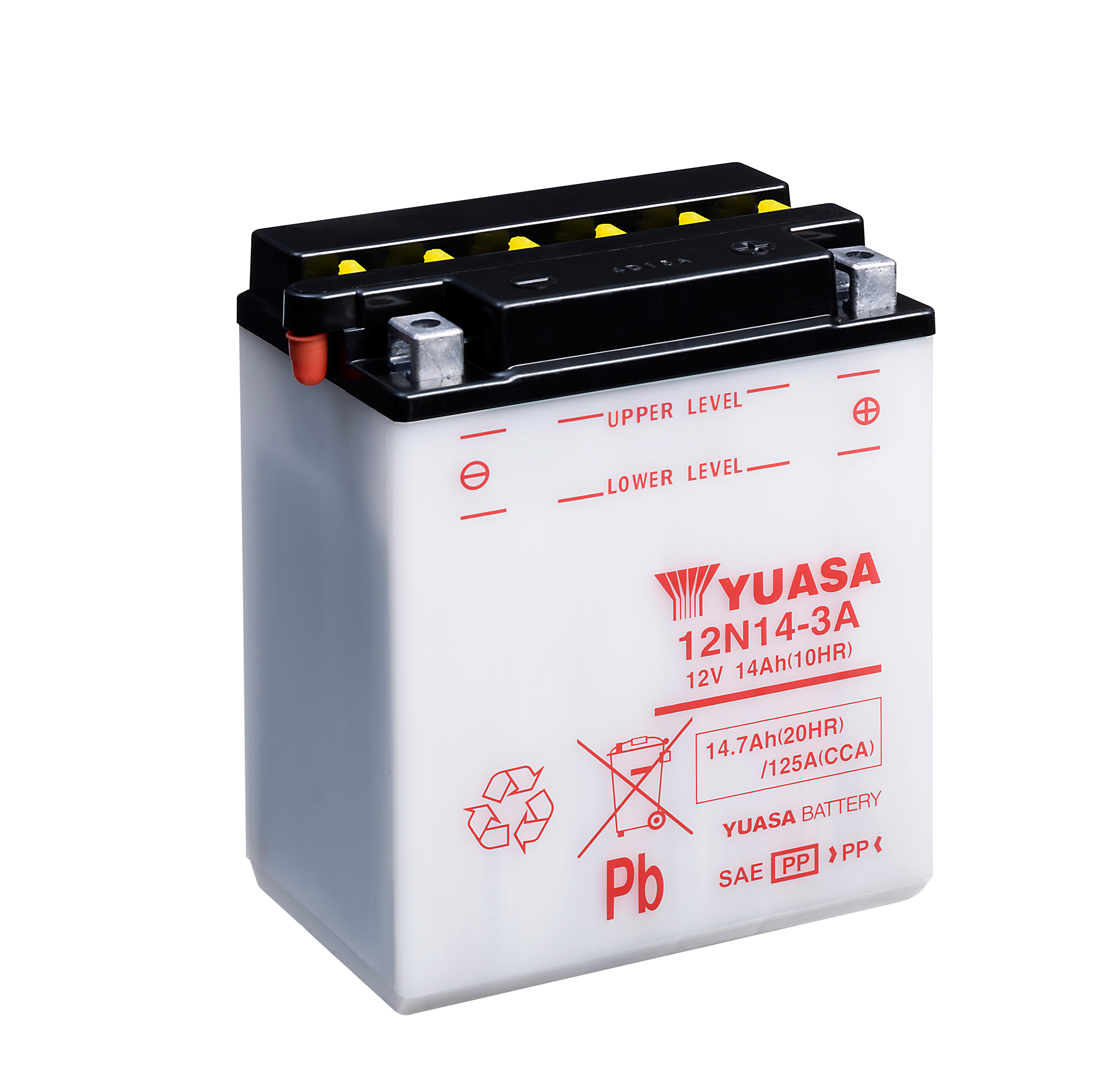 Batterie YUASA 12N14-3A (DC) ohne Säure 12V/14AH (10 Std.) [134x89x166] CCA=125A Säurefüllmenge 800 ml