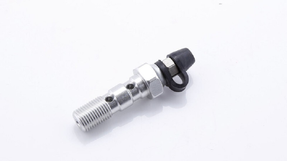 LSL Alu-Doppelhohlschraube M10x1.00, silber, mit Entlüfternippel